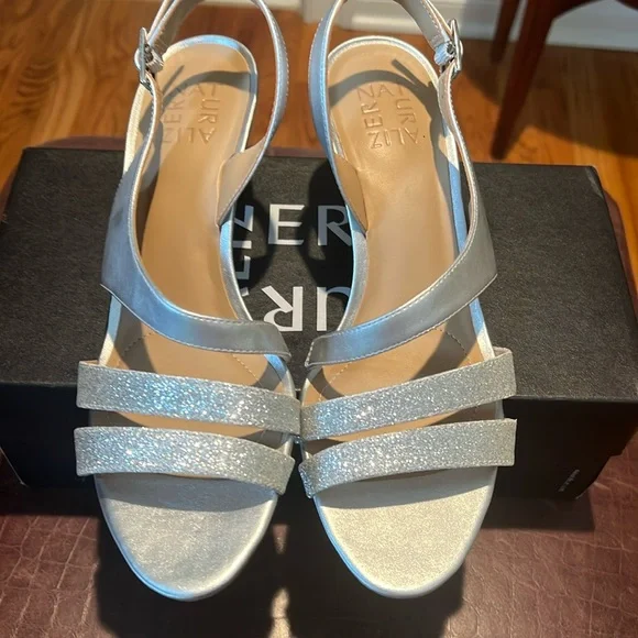 Naturalizer Shoes Naturalizer Strappy Silver Sandals Poshmark